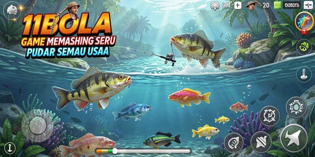 Tampilan menarik dari gameplay memancing di 11BOLA.