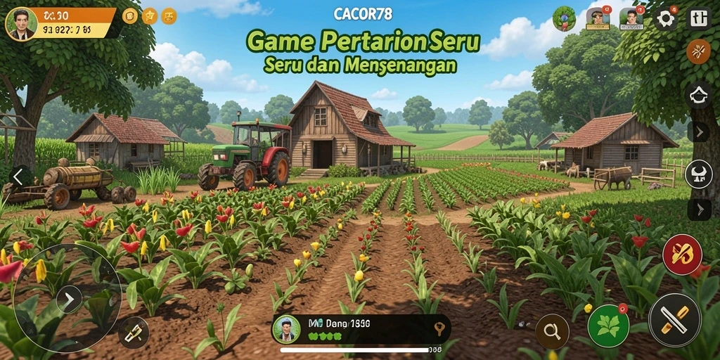Tampilan gameplay <strong>CACOR78</strong> yang menarik dengan aktivitas bertani yang seru.