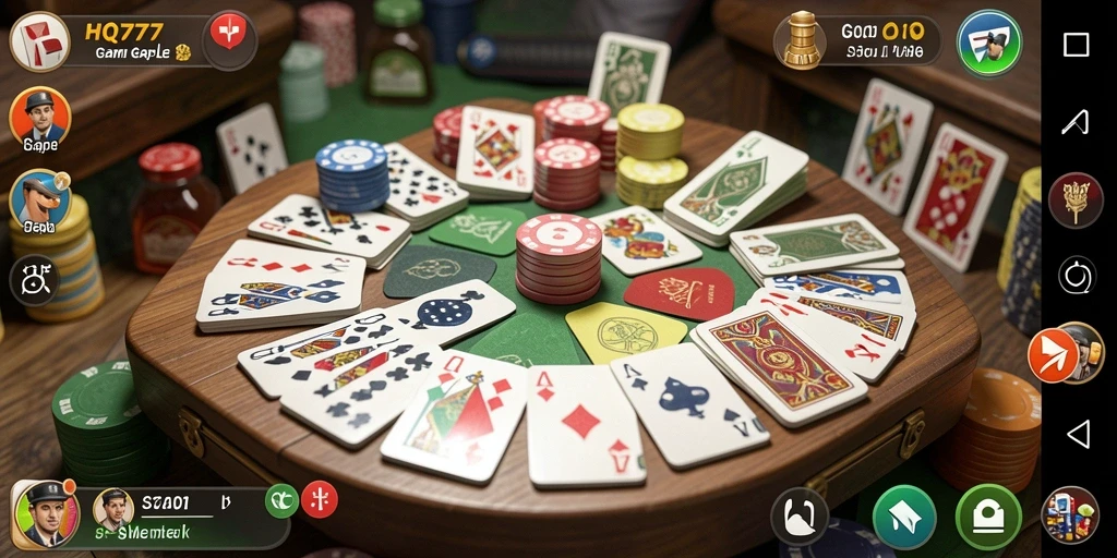 Tampilan gameplay seru game Gaple HQ777 yang mengasyikan.