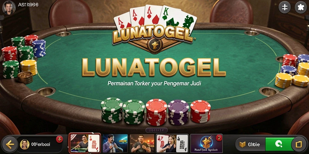 Screenshot gameplay LUNATOGEL menampilkan aksi seru permainan poker.
