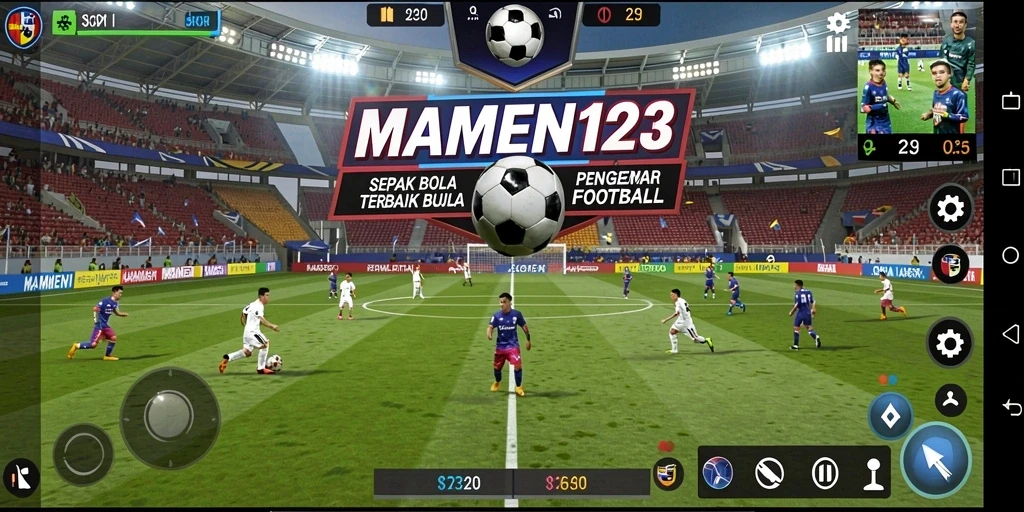 Gameplay MAMEN123 yang mendebarkan dengan aksi sepak bola intens.