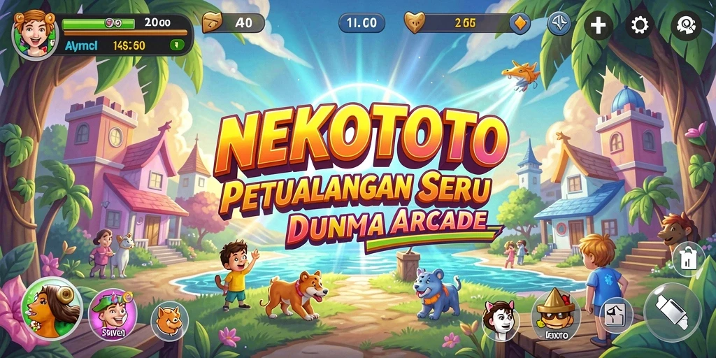 Tampilan gameplay seru dan penuh warna dari NEKOTOTO.
