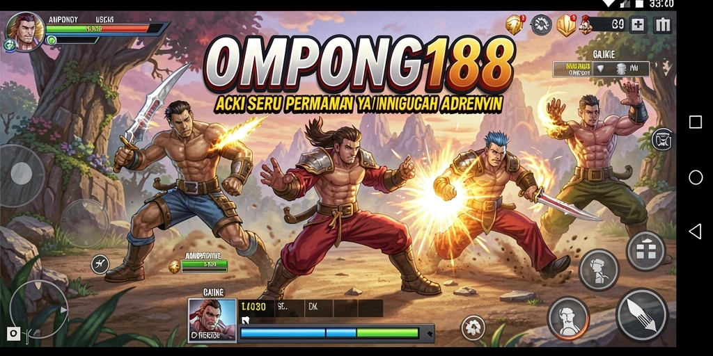 Tangkapan layar menunjukkan karakter dalam aksi mendebarkan di OMPONG188.