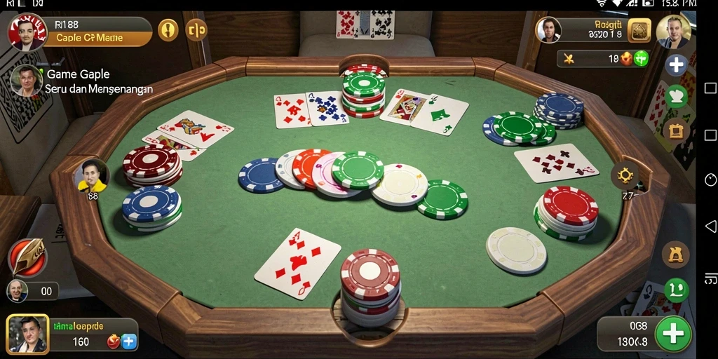 Screenshot utama RI188 menunjukkan gameplay Gaple yang seru dan interaktif.