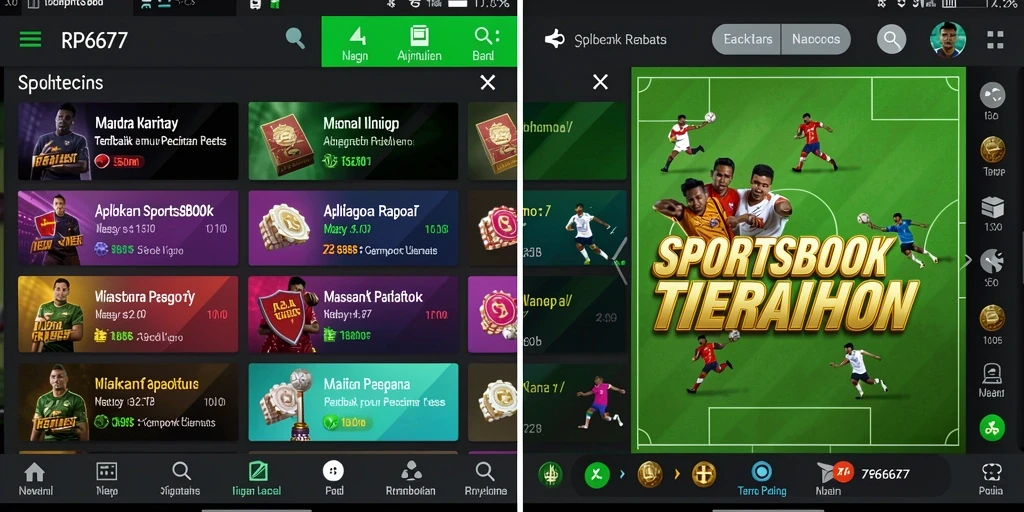 Screenshot gameplay RP6677 menampilkan antarmuka sportsbook yang menarik.