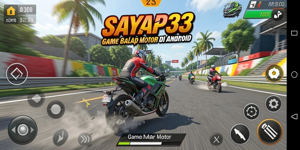 Gameplay menegangkan dari SAYAP33 dalam balapan motor.