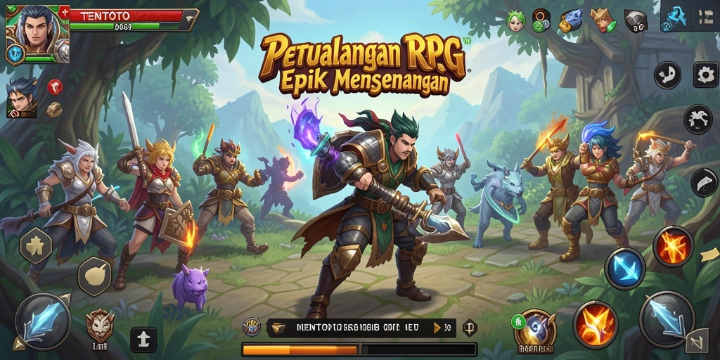 Gameplay RPG seru dengan aksi bertempur intens.